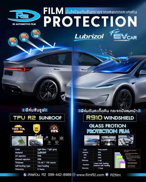 R2 Automotive Film เปิดตัวฟิล์มปกป้องรถยนต์ 🛡️ ลดร้อน กัน UV และป้องกันเศษหิน ตอบโจทย์รถ EV ยุคใหม่